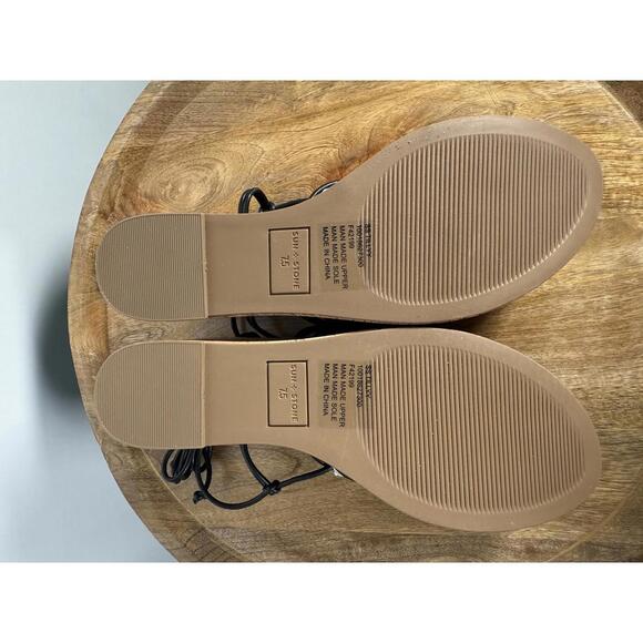 NWB Sun + Stone Tillyyp Womens Faux Leather Heeled Wedge Sandals 7.5 - Picture 6 of 9